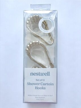 Nestwell Shower Curtain Hooks Gold Tone (Set of 12)